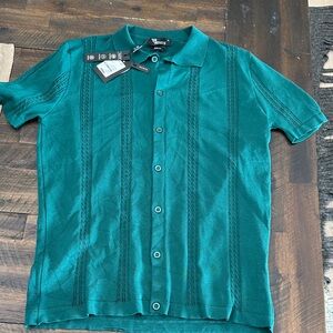 Tailored Recreation Men's emerald Green Short Sleeve Shirt size medium